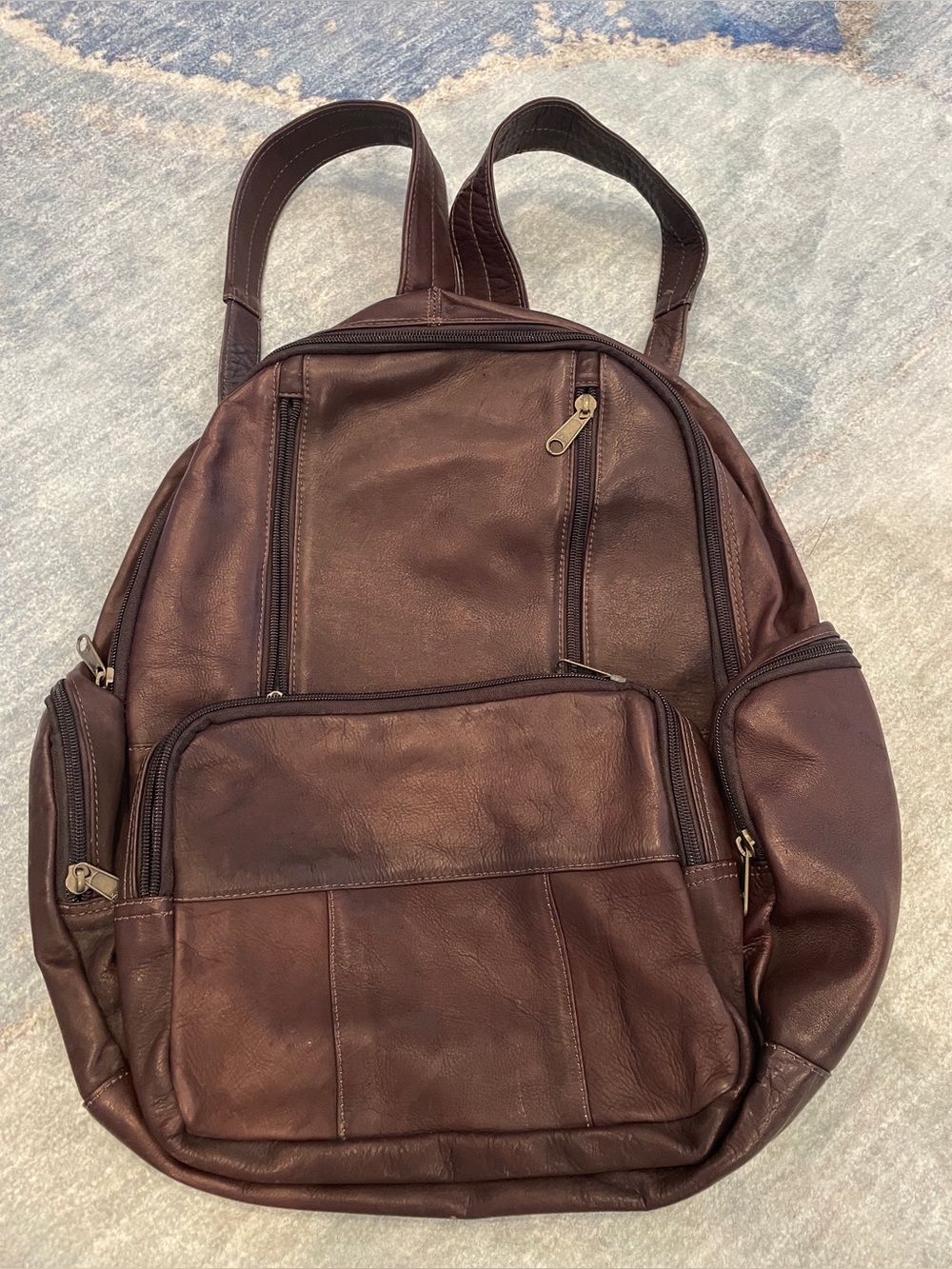 Brown Leather Backpack made in Columbia EKA  - Multi-Pocket Carry